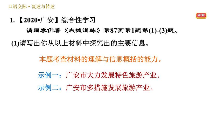 部編版八年級上冊語文習(xí)題課件 第5單元 口語交際：復(fù)述與轉(zhuǎn)述第3頁
