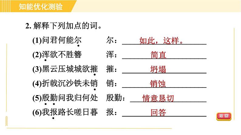 部编版八年级上册语文习题课件 第6单元 25. 诗词五首第6页