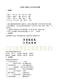 2020-2021年四川省甘孜县七年级上学期12月月考语文试题含答案解析
