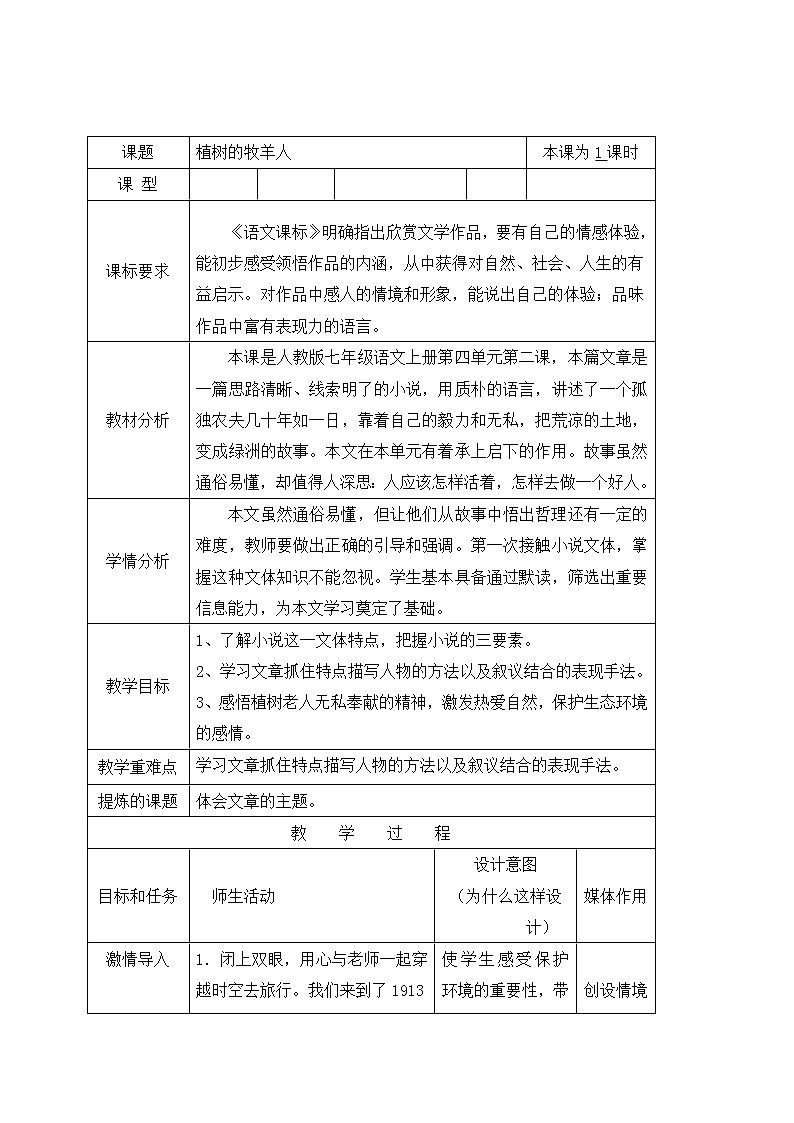 13 植树的牧羊人 课件+教案+同步测试题-部编版七年级上册01