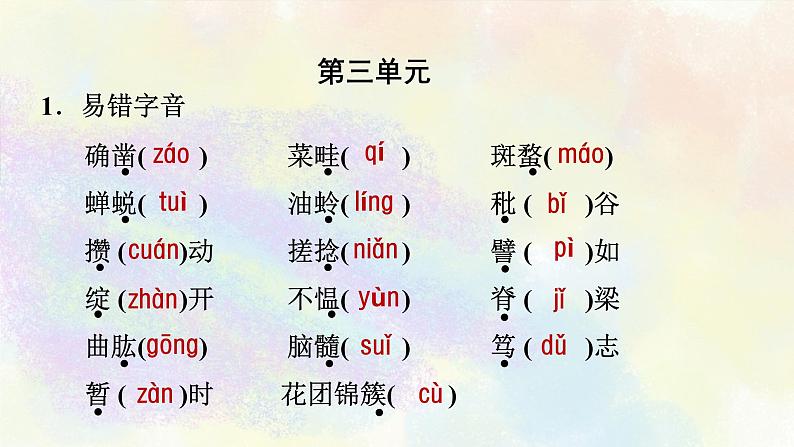 人教部编版语文七年级上册期末专题复习课件之01字音字形06