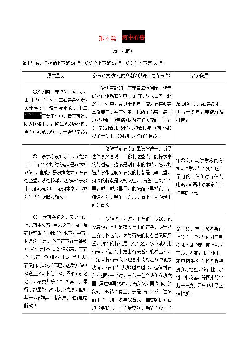 中考语文复习精练课内文言文阅读第4篇河中兽第1页