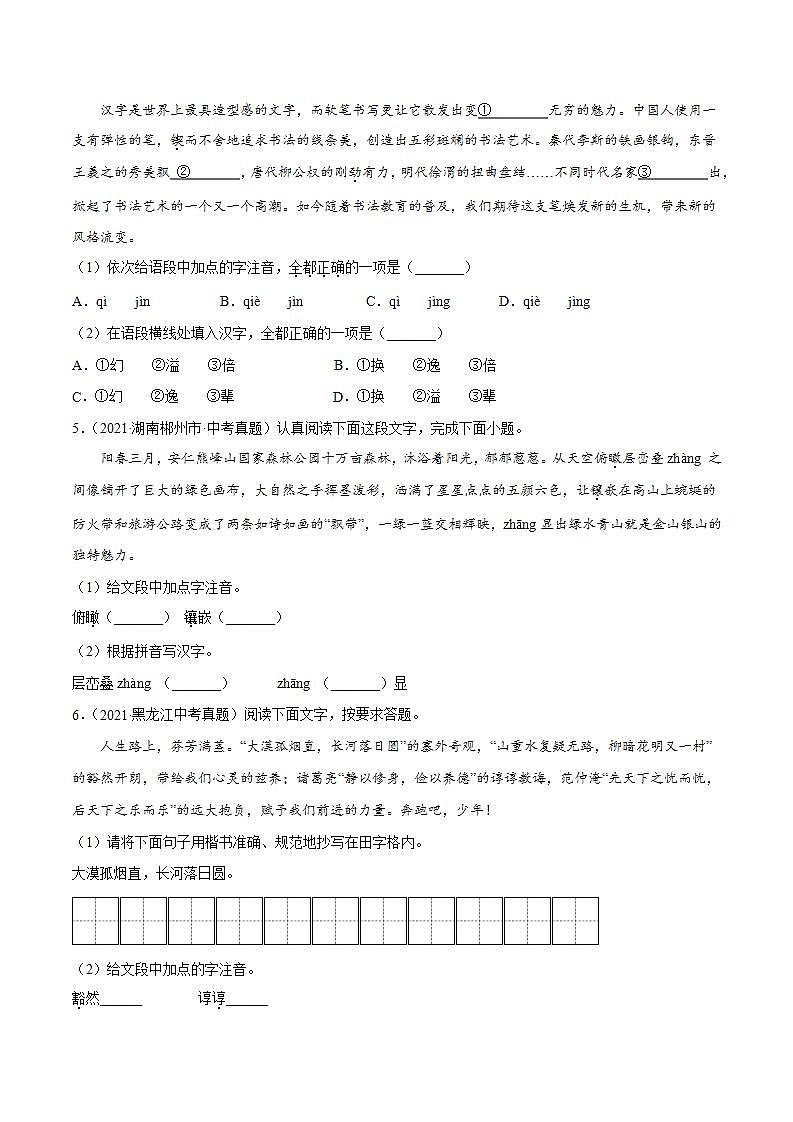 专题01 字音(原卷版)第2页