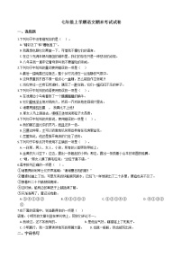 2021年吉林省吉林市七年级上学期语文期末考试试卷及答案