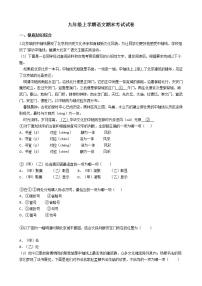 2021年北京市燕山地区九年级上学期语文期末考试试卷