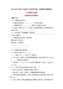 廣東省江門市恩平市2020-2021學(xué)年九年級上學(xué)期期中語文調(diào)研測試卷（含答案）
