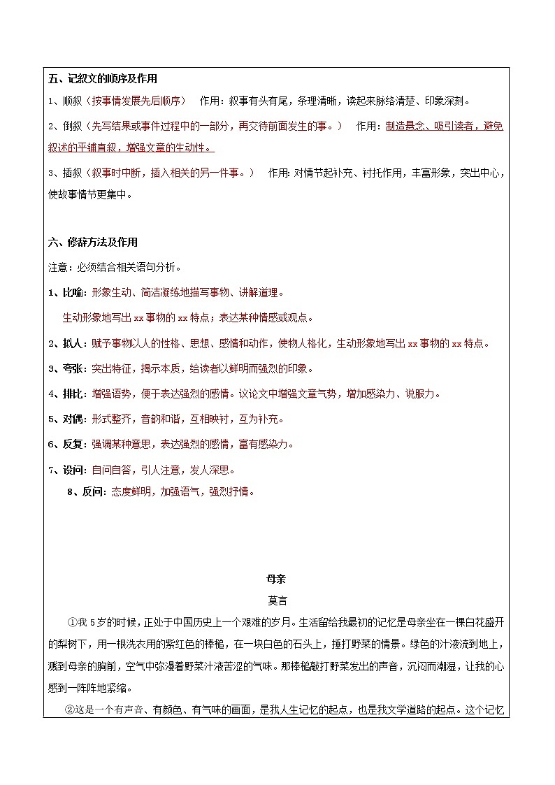初中记叙文专项阅读学案03