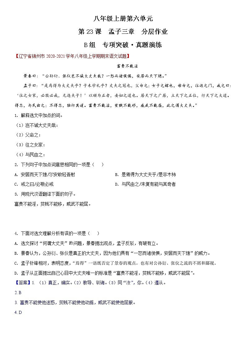 B组 专项突破(解析版)第1页