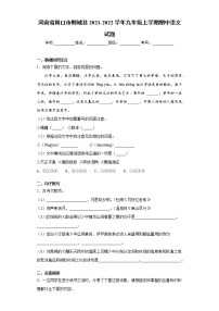 河南省周口市郸城县2021-2022学年九年级上学期期中语文试题(word版含答案)