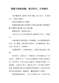 国旗下的讲话稿:努力学习,只争朝夕