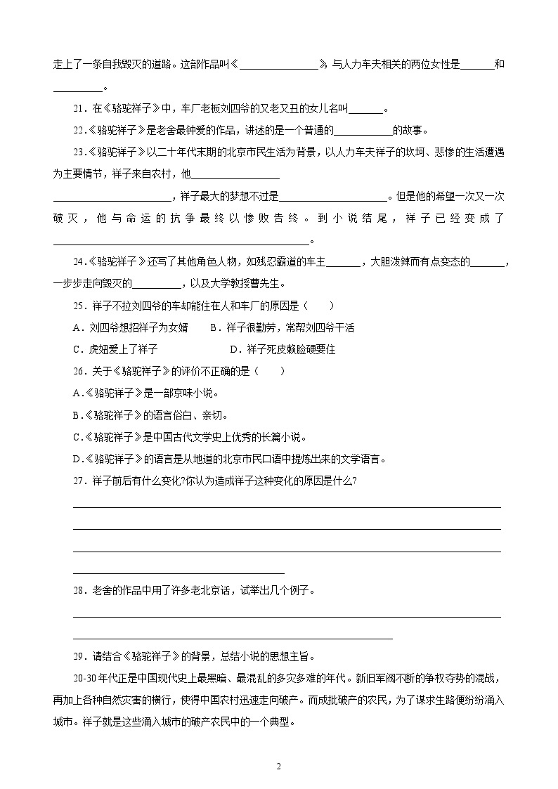 部编版语文七下名著阅读《骆驼祥子》 圈点与批注课件+教学设计+同步练习02