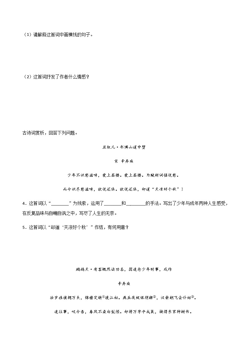 专题11:诗歌鉴赏-2021-2022学年九年级语文上学期期末专项复习(部编版)02