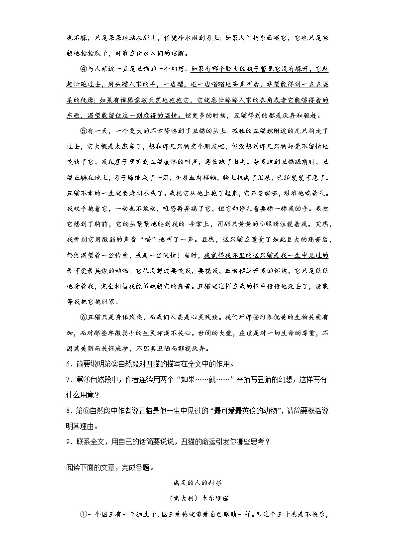 河南省南阳市南召县2020-2021学年七年级上学期期末语文试题(word版 含答案)03
