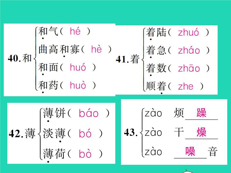 2021秋七年级语文上册专题复习一字音与字形习题课件新人教版04