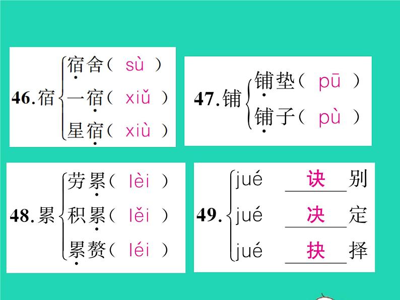 2021秋七年级语文上册专题复习一字音与字形习题课件新人教版08