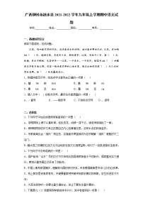 广西柳州市融水县2021-2022学年九年级上学期期中语文试题（word版 含答案）