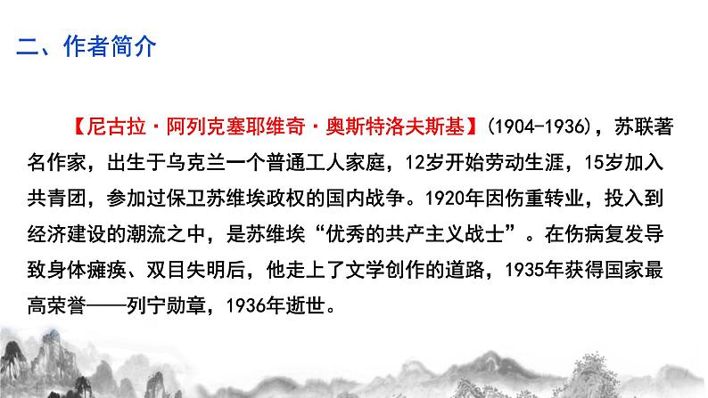 名著导读《 钢铁是怎样炼成的》第一课时课件第3页