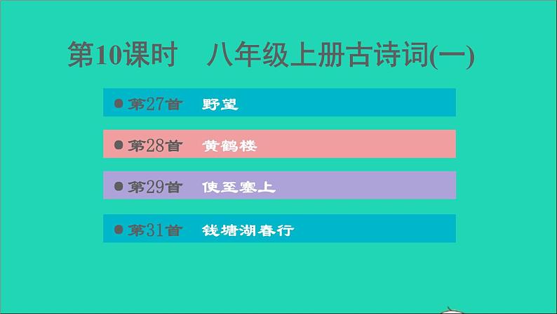中考语文第10课时八上古诗词(一)课后练本课件第1页