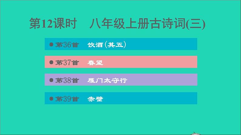 中考语文第12课时八上古诗词(三)课后练本课件第1页