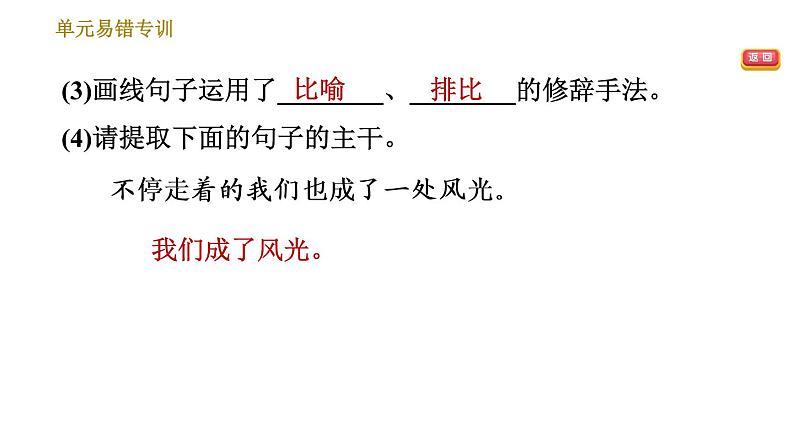 人教版八年级下册语文 第4单元 单元易错专训 习题课件第5页