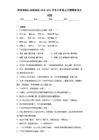 2020-2021学年贵州省铜仁市松桃县八年级上学期期末语文试题（含答案与解析）