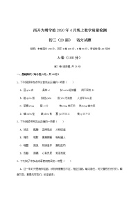 四川省成都南开为明学校2020届九年级下学期4月在线考试语文试题（含答案与解析）