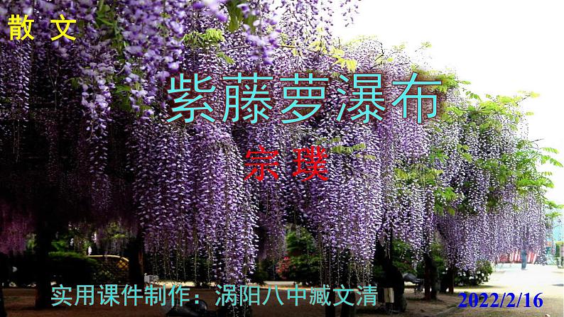 人教部编版七年级语文下册第18课 《紫藤萝瀑布》精品实用课件第1页