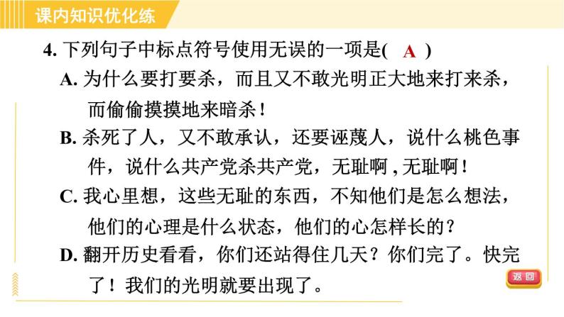 人教版八年级下册语文 第4单元 13. 最后一次讲演 习题课件08