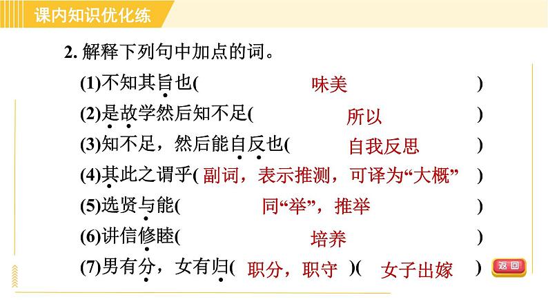 人教版八年级下册语文 第6单元 22. 《礼记》二则 习题课件第6页