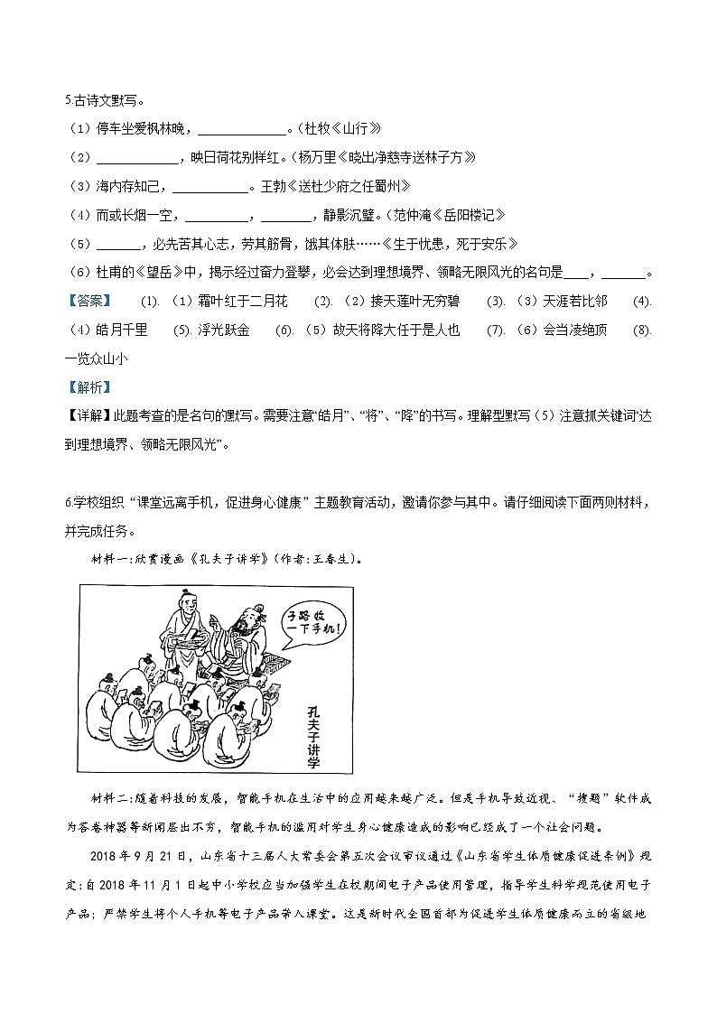 2019年山东省枣庄市中考语文试题(解析版)03
