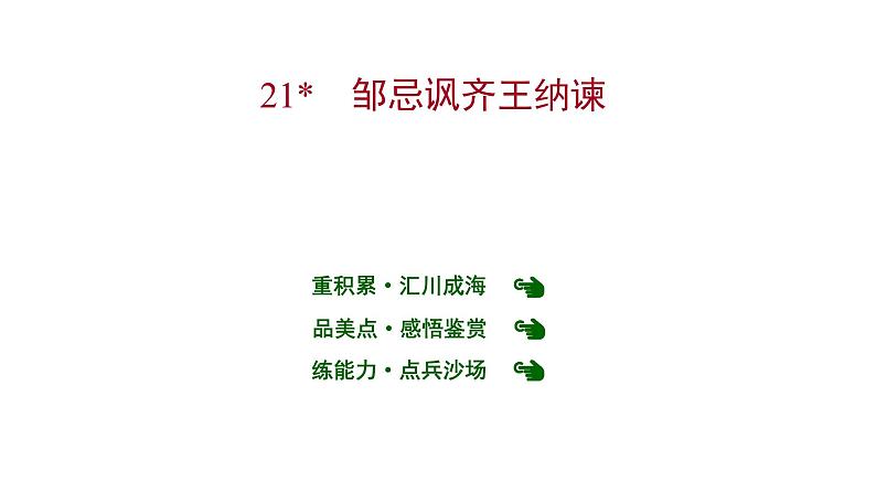 2022 人教版语文 九年级下册 第 六 单 元 第21课﹡邹忌讽齐王纳谏 课件第1页