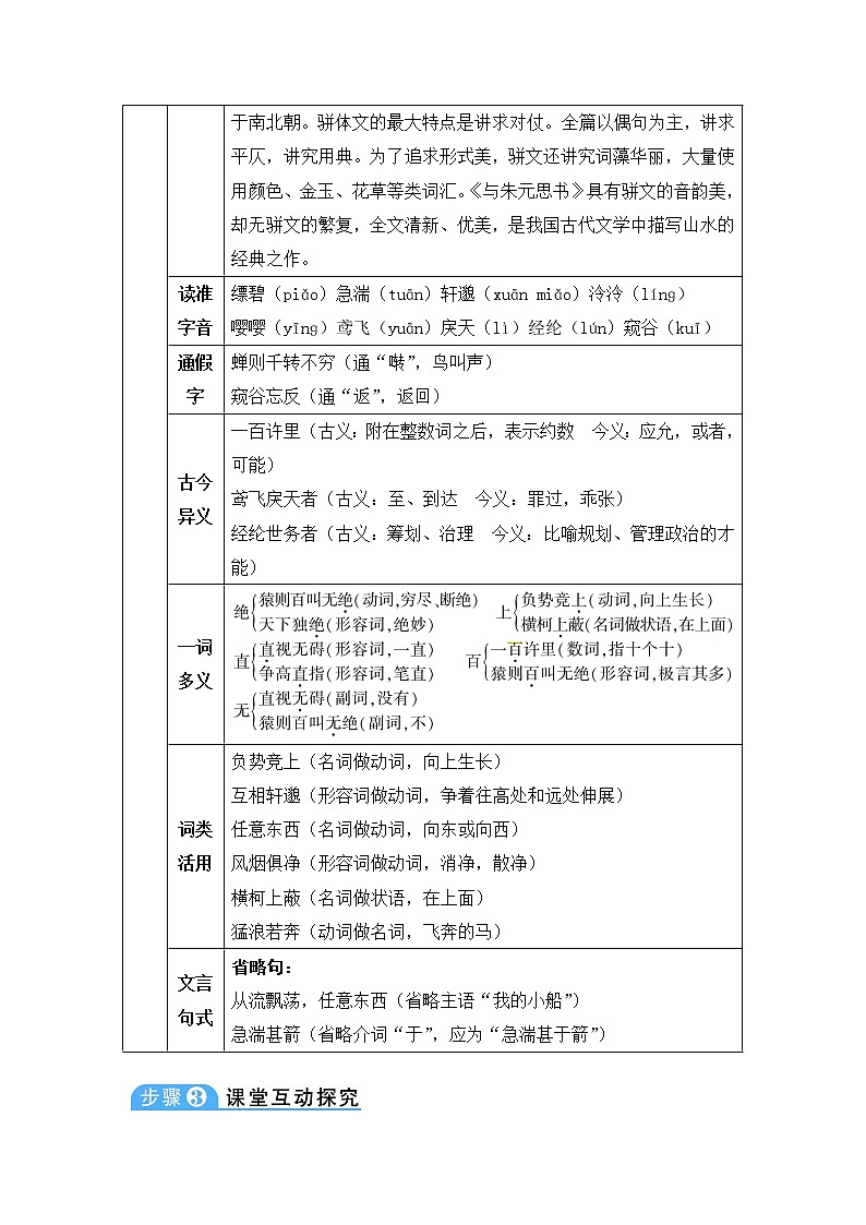 人教部编版 (五四制)语文八年级上册 第三单元  12 与朱元思书【教案】第2页
