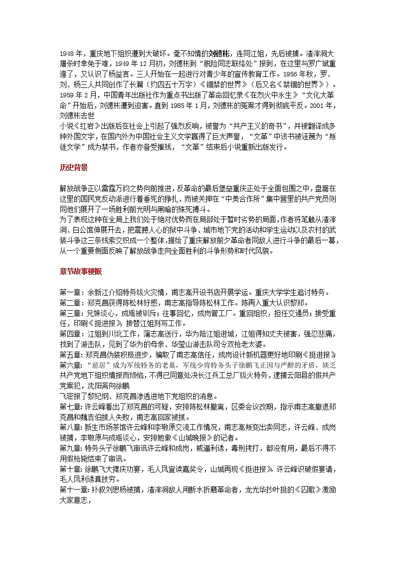 《紅巖》基本內容介紹第3頁
