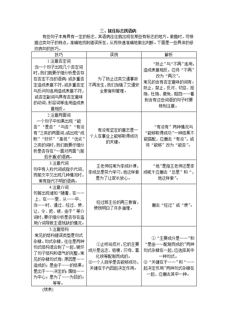 三、抓住标志找语病第1页