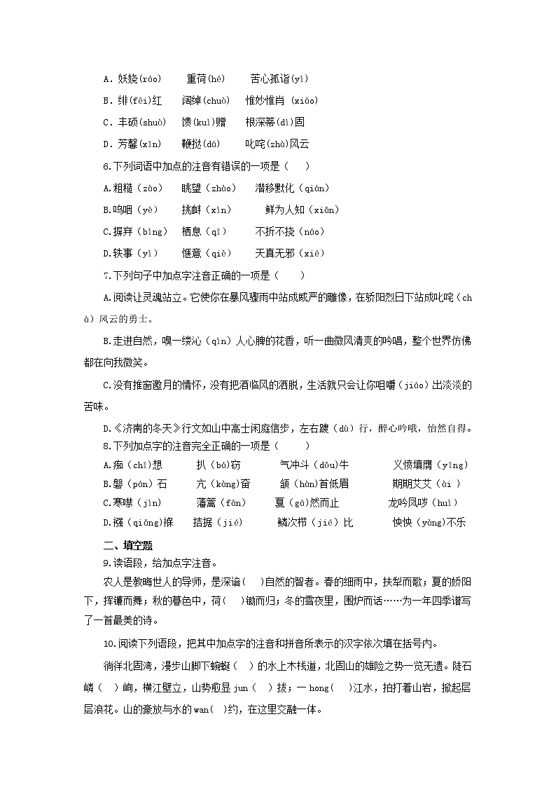 (通用版)中考语文专题复习专题01《字音》练习题(含答案)第2页