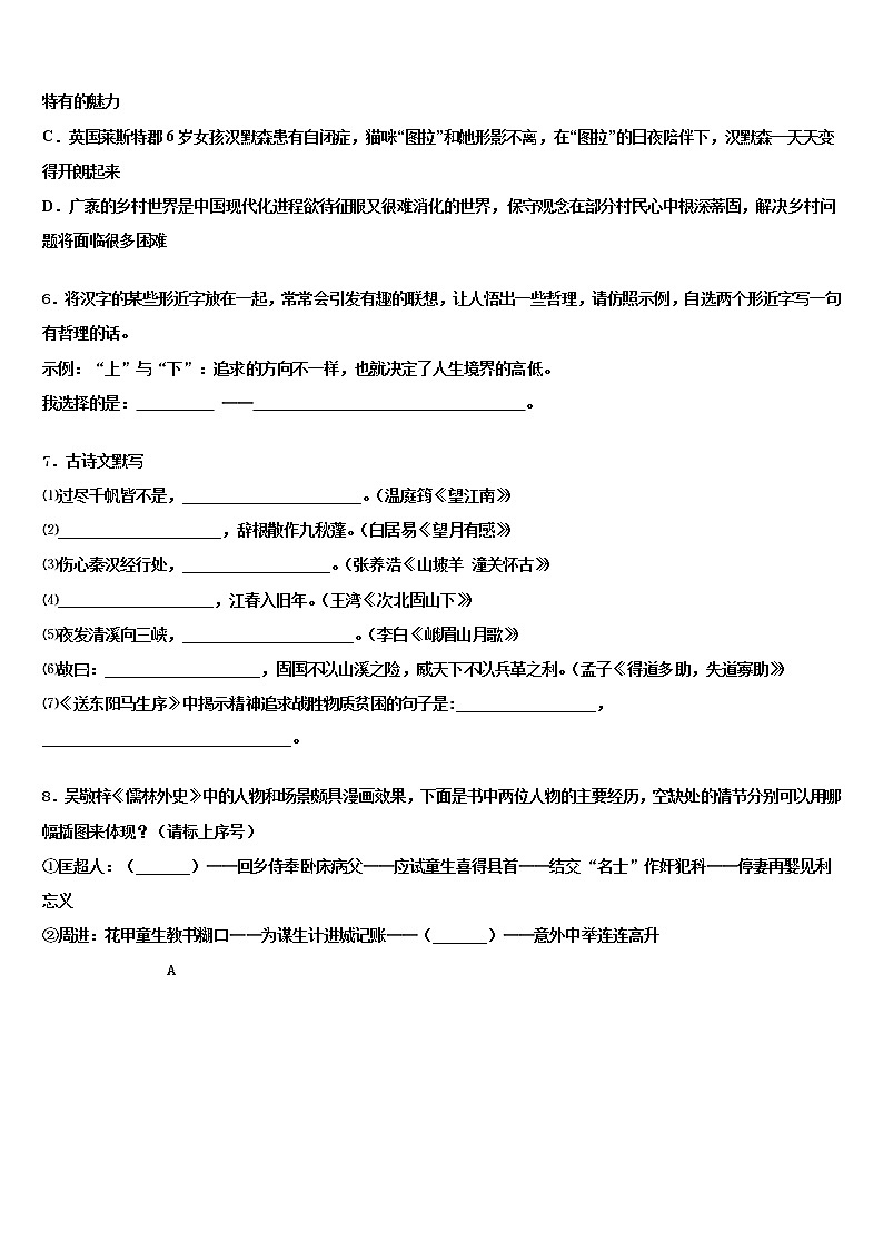 2021-2022学年北京市人大附中朝阳校中考语文对点突破模拟试卷含解析02