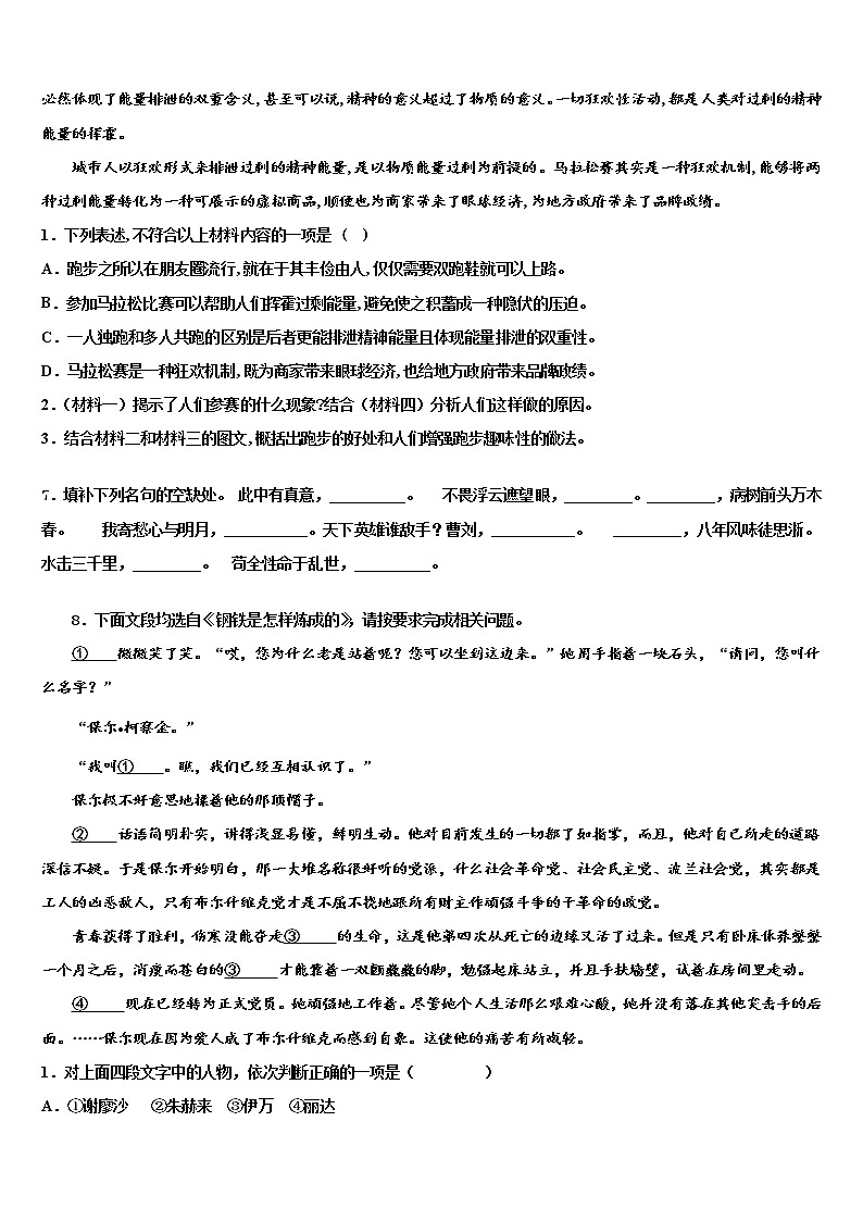 2021-2022学年山东省滨州市博兴县达标名校中考适应性考试语文试题含解析03