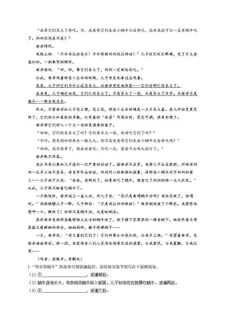 2022届中考语文文学类文本阅读专项培优卷(4)第3页