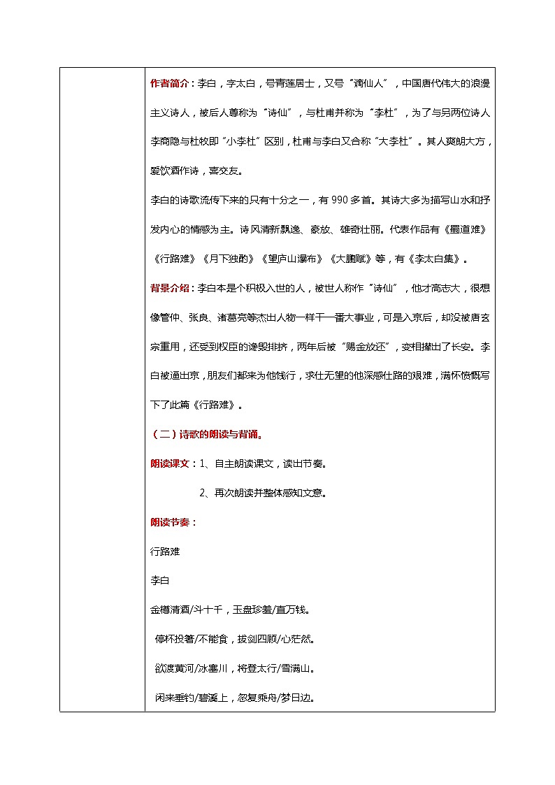 部编版初中语文九上第三单元《行路难》课件PPT+教学设计02