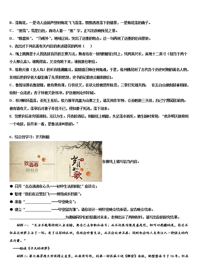 陕西省宝鸡市陈仓区市级名校2022年中考联考语文试题含解析02