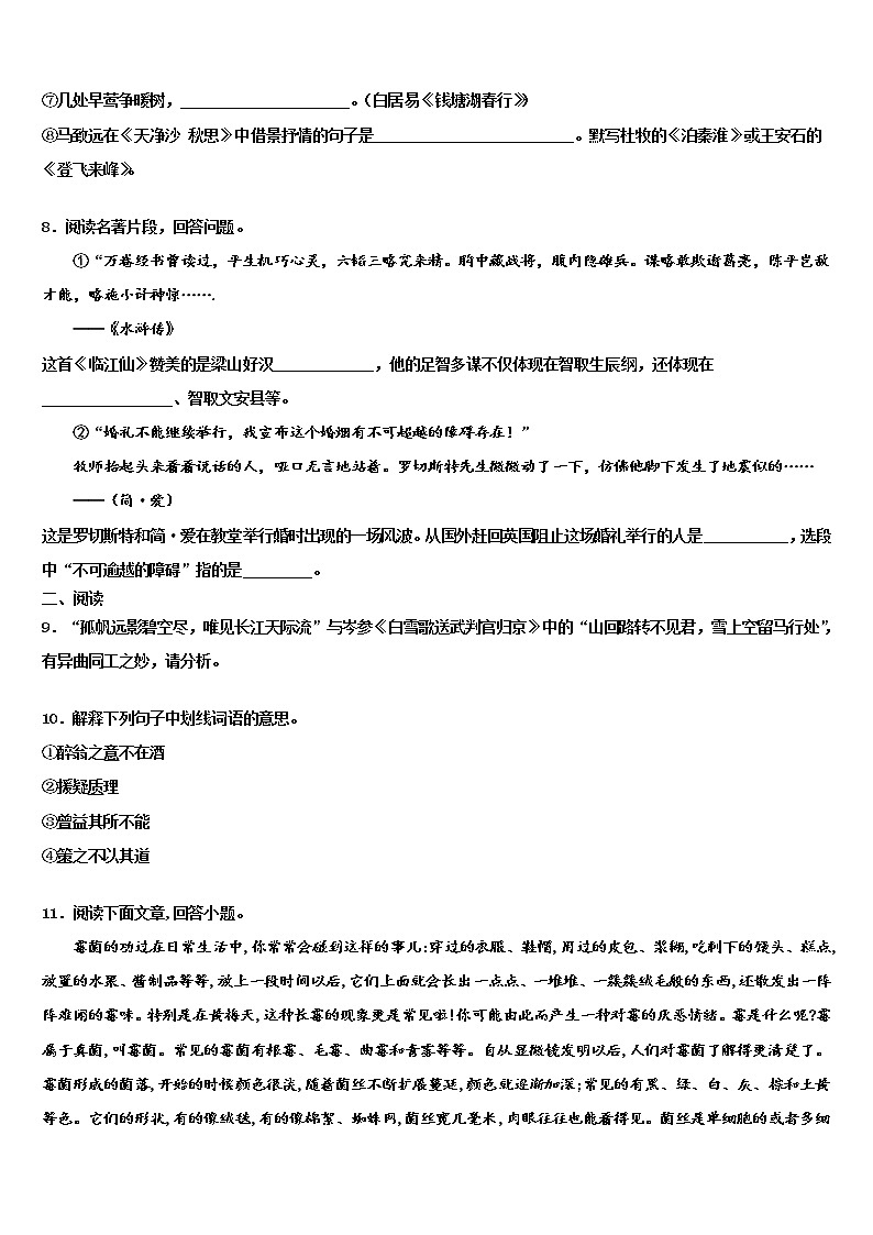 四川省乐山第七中学2021-2022学年中考语文适应性模拟试题含解析第3页