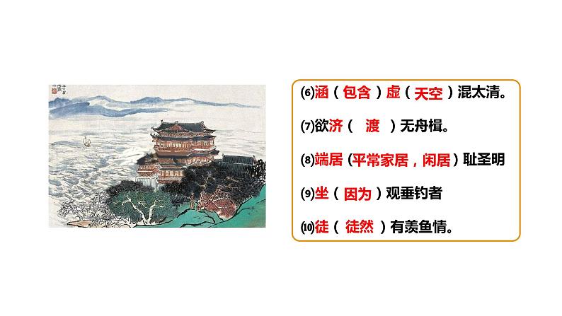 部编版八年级语文下册----《送杜少府之任蜀州》《望洞庭湖赠张丞相》复习课课件第8页