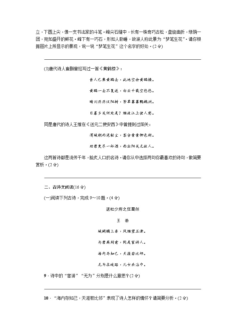 2021-2022学年部编版八年级(下册)语文第五单元测试卷(含答案)第3页