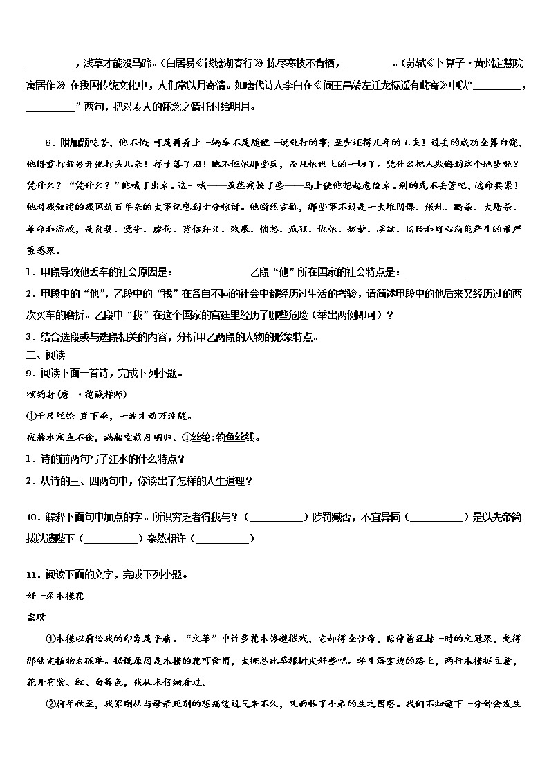 2022年湖南省长沙市湖南师大附中教育集团重点中学中考联考语文试题含解析03