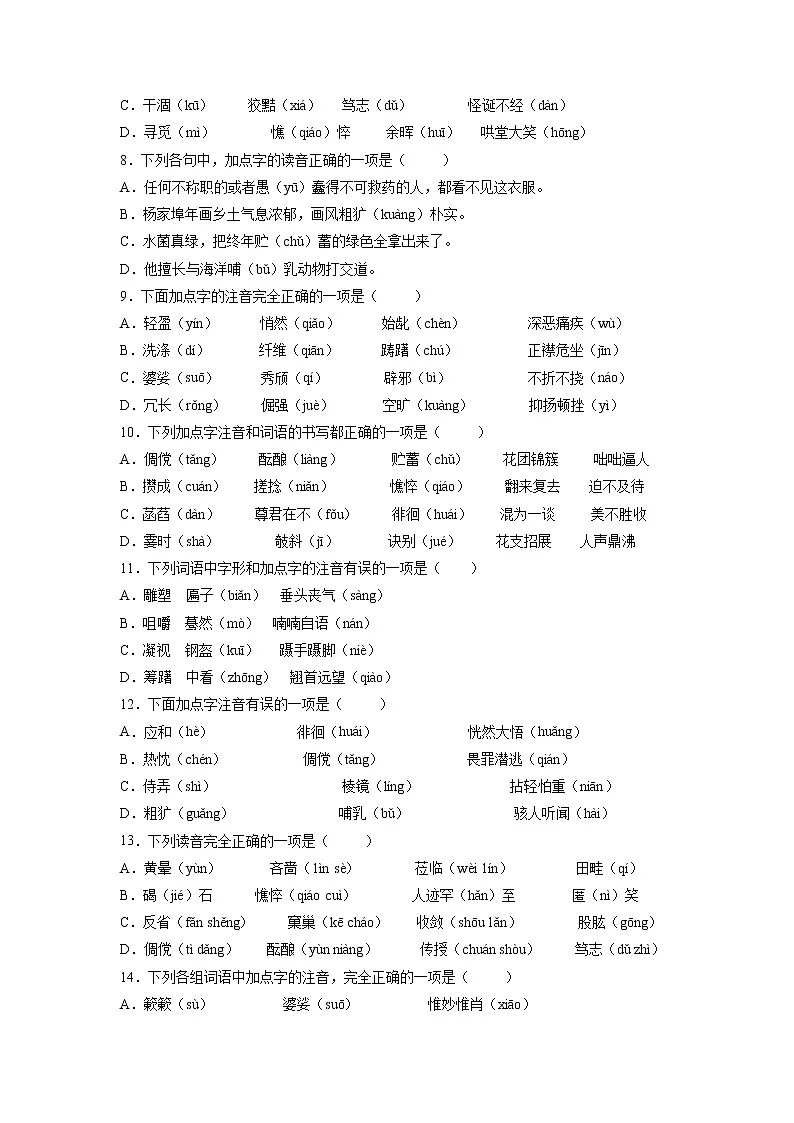 2022年中考语文复习专项:字音第2页