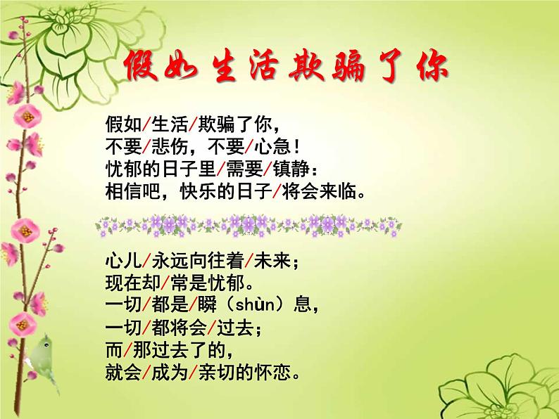 初中语文人教版(部编)七年级下册假如生活欺骗了你3 课件第4页