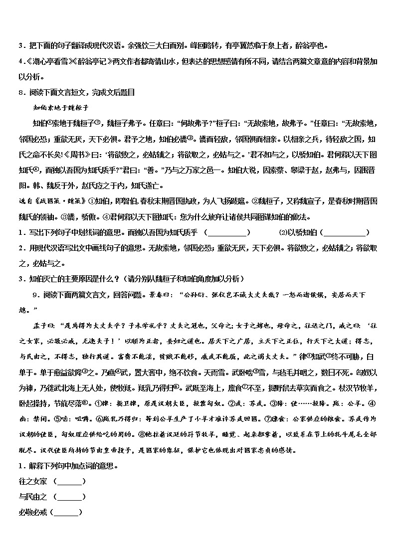 2021-2022學(xué)年四川省樂山市井研縣中考一模語文試題含解析第3頁