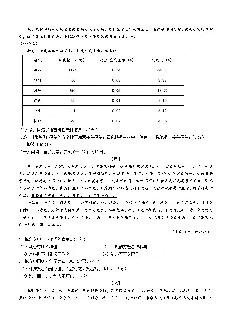 2022年广东省韶关乐昌市中考一模语文试题02