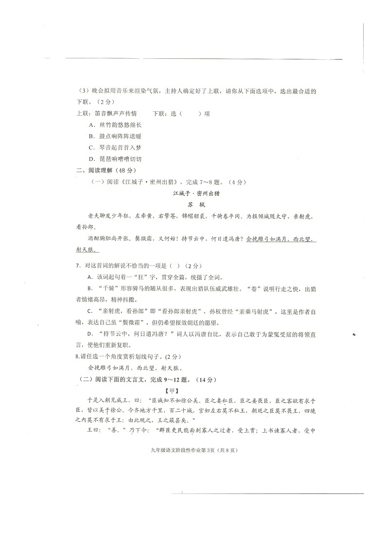 2022年山东省临沂市沂水县中考一模语文试题03