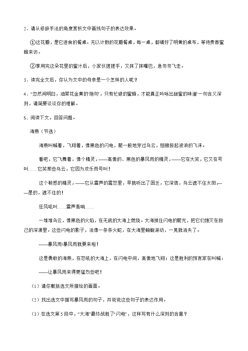 九年级下册语文复习专题之现代文阅读附解析第3页